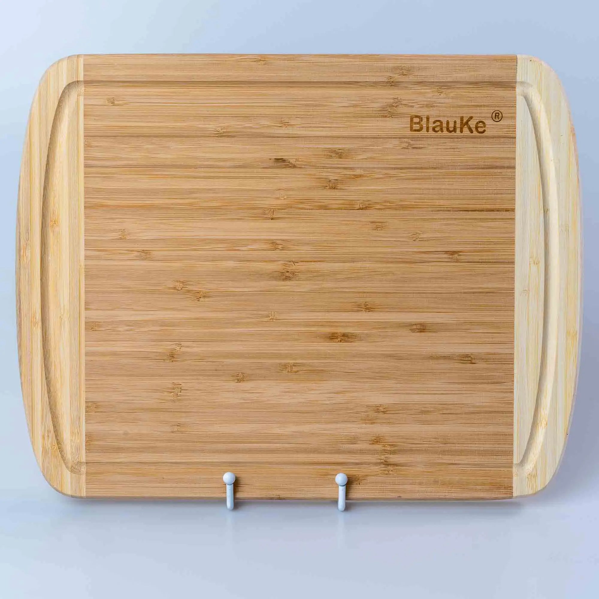 Large Wood Cutting Board for Kitchen 14x11 inch - Bamboo Chopping Board with Juice Groove - Wooden Serving Tray